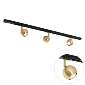Modern 1 fázisú sínrendszer 3 lámpás fekete arannyal - Gissi – QAZQA