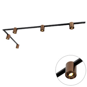 1 fázisú sínrendszer 5 spotlámpával sötét bronz és fekete színben - Rondoo Up – QAZQA