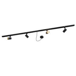 1 fázisú fekete sínrendszer 4 spotlámpával és kerek I-tápellátással - Jeana – QAZQA