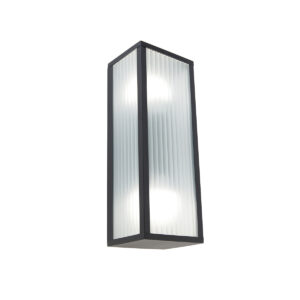Okos kültéri fali lámpa fekete bordázott üveggel