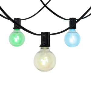 Kültéri fényfüzér 10m LED-del 10 lámpa RGBW napelemes - Russell – QAZQA