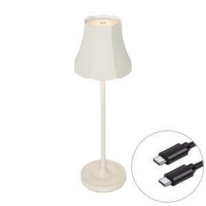 Retro Asztali Lámpa Újratölthető Ip44 Törtfehér - Granny – Qazqa