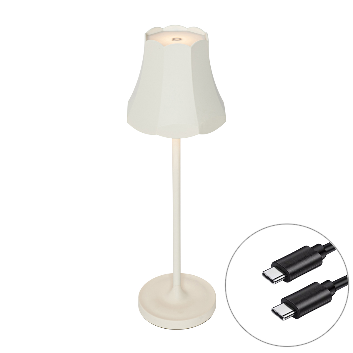 Retro Asztali Lámpa Újratölthető Ip44 Törtfehér - Granny – Qazqa