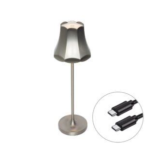 Retro Asztali Lámpa Fegyveres Szürke Újratölthető Ip44 - Granny – Qazqa