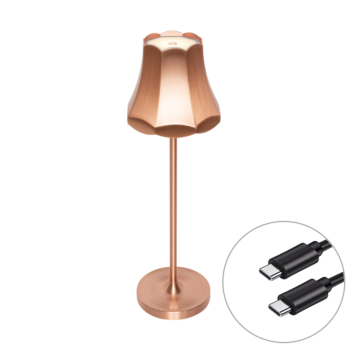 Retro Asztali Lámpa Réz Újratölthető Ip44 - Granny – Qazqa