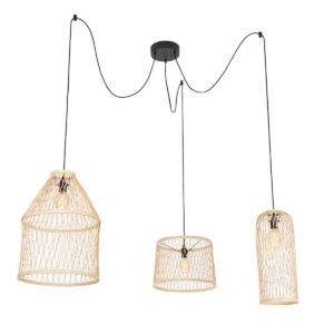 Okos Kültéri Függőlámpa Rattan 3-Lámpás Led-Del - Calamus – Qazqa