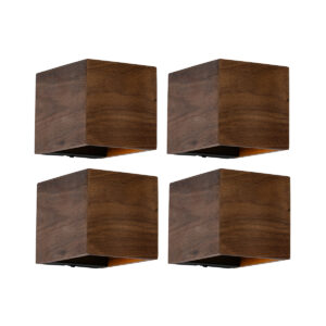 4 Db-Os Falilámpa Készlet Diófa Színű