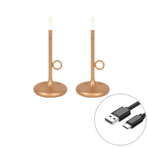 2 Db-Os Készlet Kültéri Asztali Lámpa Arany Színben