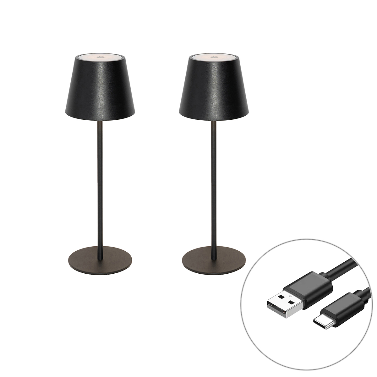 2 Db Asztali Lámpa Készlet Fekete