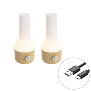 2 db-os kültéri asztali lámpa szett arany fehérrel