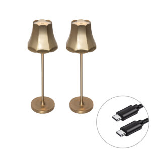 2 db Retro asztali lámpa készlet rózsaszín arany újratölthető IP44 - Granny – QAZQA