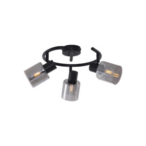 Modern Mennyezeti Lámpa Fekete Füstüveg Spirállal 3-Lámpás - Cilin – Qazqa