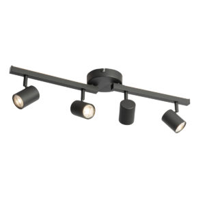 Mennyezeti Spotlámpa Fekete Gu10 50Mm 4-Lámpás Háttérvilágítással - Back Up – Qazqa