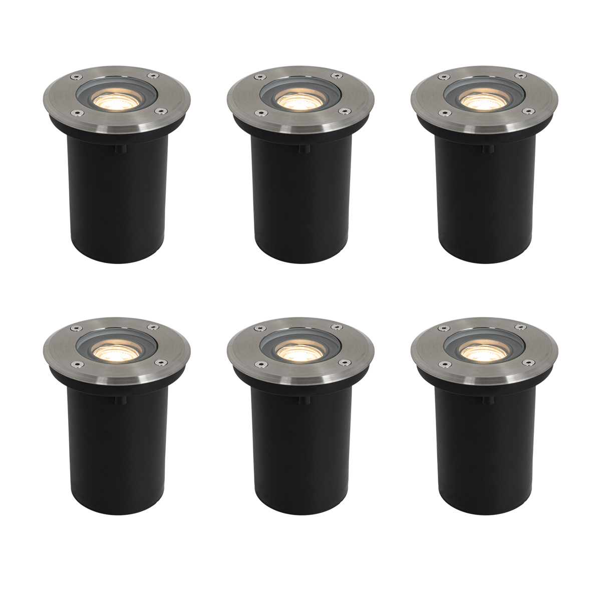 6 Db-Os Készlet Modern Kültéri Talajszpot Acélból 35 Mm Állítható Ip65 - Delux – Qazqa