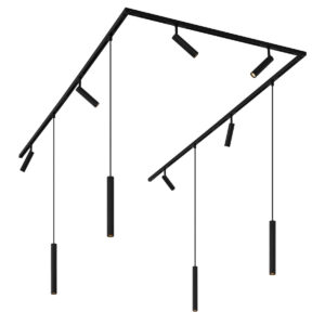 Modern Sínrendszer 6 Spotlámpával És 4 Függőlámpa Fekete 1 Fázisú - Slimline Uzzy Keno – Qazqa