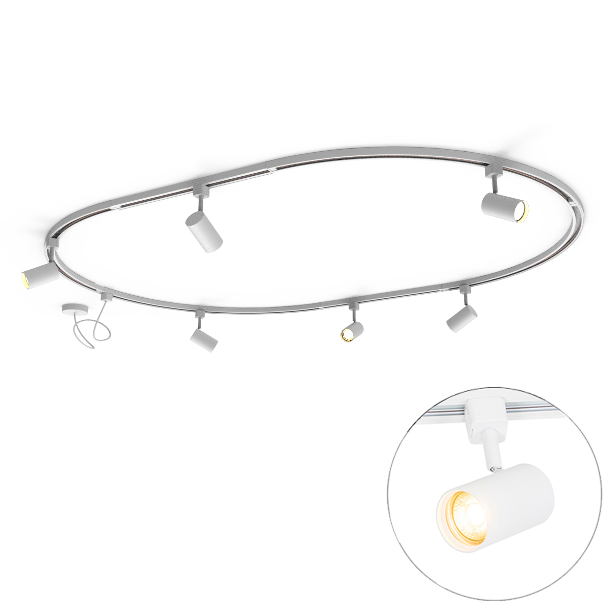 Modern Sínrendszer 6 Fehér Spotlámpával