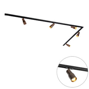 Modern Track Lighting System With 5 Spotlights Dark Bronze 1-Phase - Iconic Kohua – Qazqa