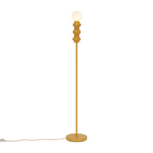 Retro Állólámpa Mustár Sárga Matt Üveggel - Fedde – Qazqa