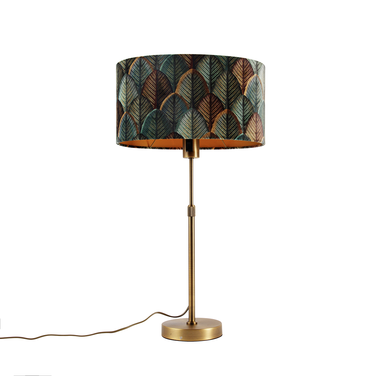 Bronz Asztali Lámpa Ovális Bársony Lámpabúrával