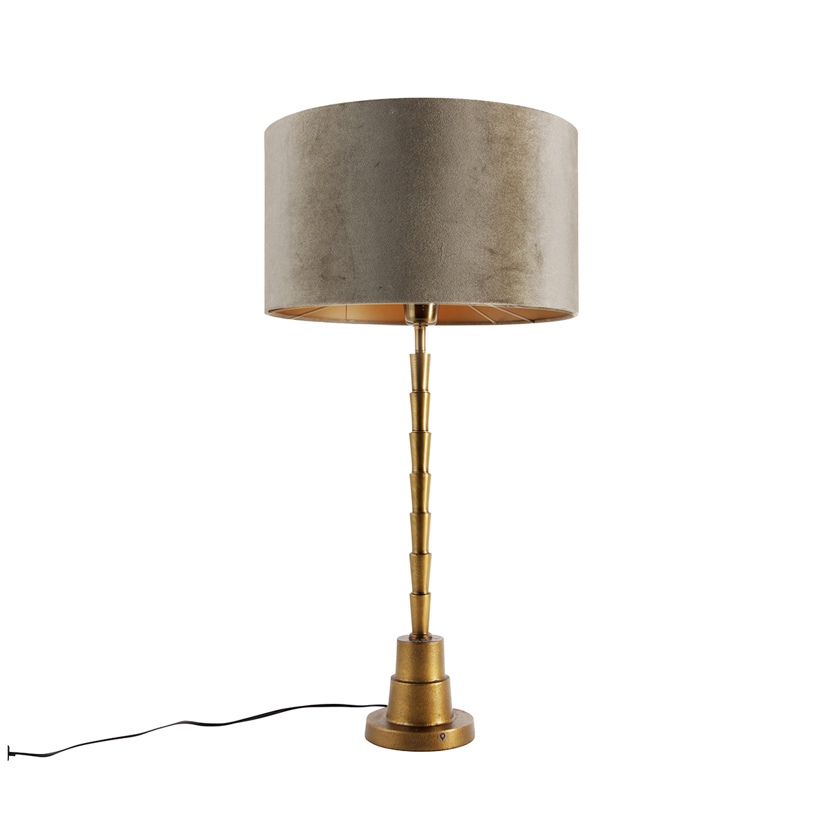 Bronz Asztali Lámpa Zöld Bársonyernyővel 35 Cm - Pisos – Qazqa