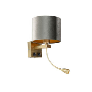 Wandlamp Brons Met Velours Kap Groen 18Cm - Brescia – Qazqa