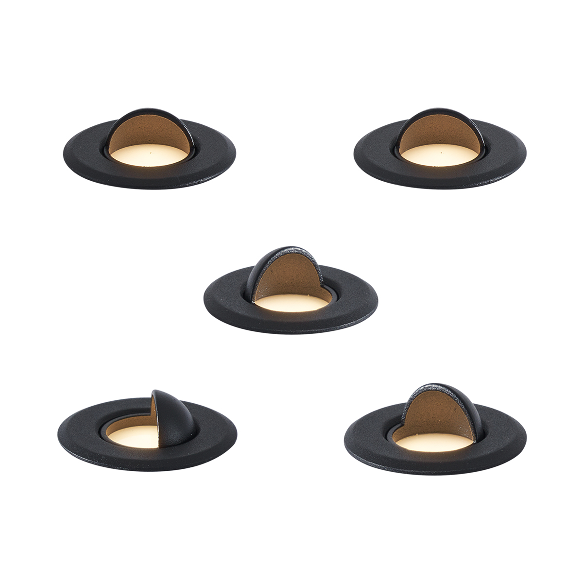 5 Darabos Modern Fekete Talajba Süllyeszthető Spotlámpa Led-Del