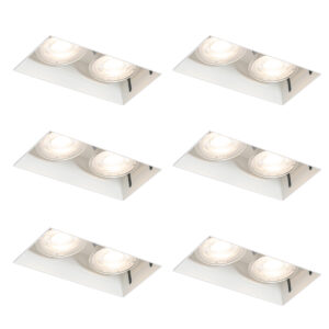 6 Db-Os Beépíthető Spotlámpa Szett Fehér Gu10 50 Mm 2 Fényű