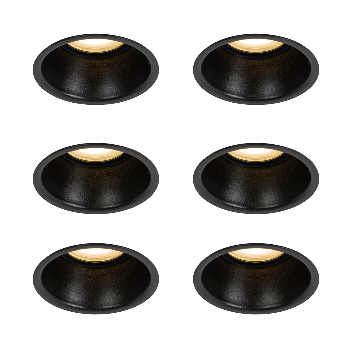 6 Db-Os Süllyesztett Spotlámpa Szett Fekete Gu10 50 Mm Ip44 - Dept – Qazqa