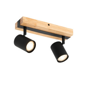 Okos Mennyezeti Spotlámpa Fekete Fa 2-Lámpás Állítható Wifi Gu10 50Mm - Jeana – Qazqa