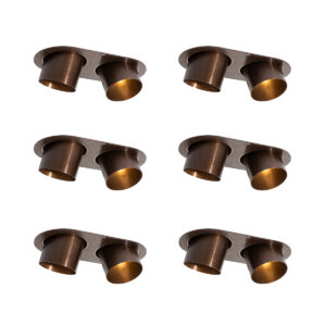 6 Darabos Süllyesztett Spotlámpa Szett Sötét Bronz Gu10 70Mm Dönthető 2-Lámpás - Installa – Qazqa