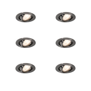 Set Van 6 Moderne Inbouwspots Gunmetal Gu10 50Mm Rond Kantelbaar - Cisco – Qazqa