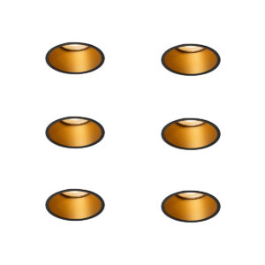 Set Van 6 Moderne Inbouwspots Zwart Met Goud Gu10 50Mm Ip44 - Dept – Qazqa