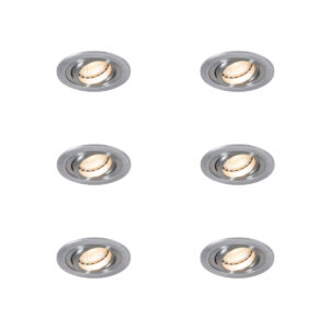 6 Darabos Modern Süllyesztett Spotlámpa Szett Acél - Rondoo – Qazqa