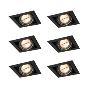 6 Darabos Süllyesztett Spotlámpa Készlet Fekete Ar111 Állítható - Oneon – Qazqa