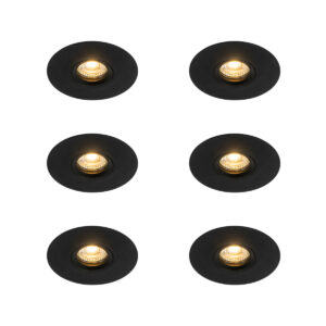 6 Db Modern Süllyesztett Folt Fekete 12 Cm - Buco – Qazqa