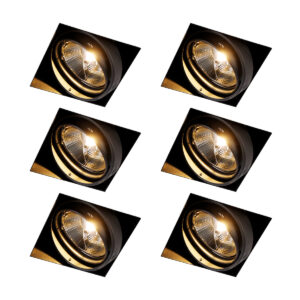 6 Darabos Süllyesztett Spotlámpa Készlet Fekete Gu10 Ar111 Keret Nélküli - Oneon – Qazqa