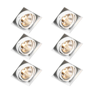6 Darabos Süllyesztett Spotlámpa Készlet Fehér Gu10 Ar111 Keret Nélküli Állítható - Oneon – Qazqa