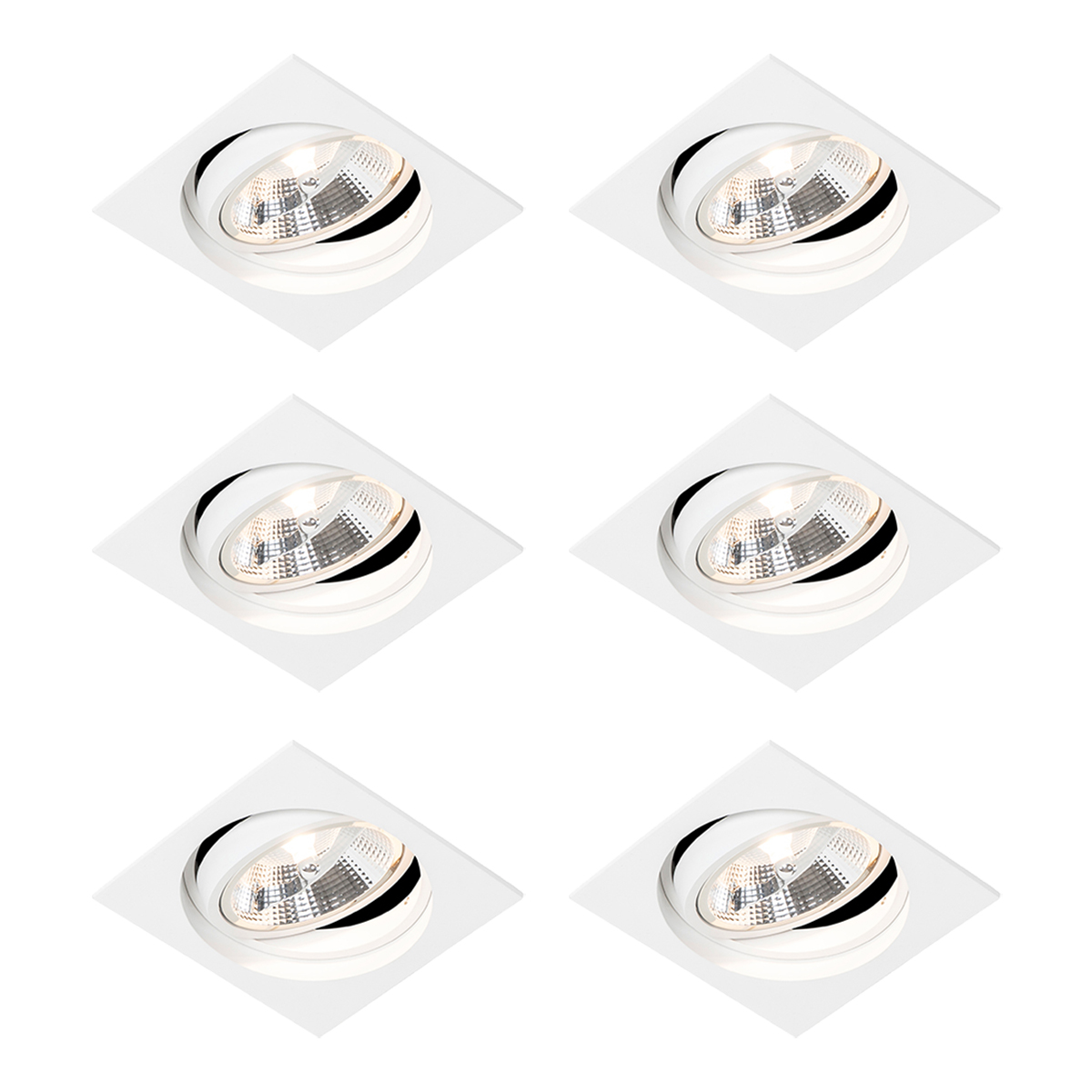 6 Db Modern Süllyesztett Foltfehér Állítható - Chuck 111 – Qazqa