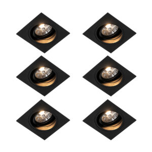 6 Db Modern Süllyesztett Spot Fekete Állítható - Chuck 70 – Qazqa