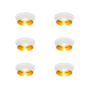 6 Darabos Modern Süllyesztett Spotlámpa Szett Fehér Arany Belsővel - Insta – Qazqa