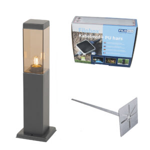 Modern Kültéri Lámpaoszlop Sötétszürke Füsttel 45 Cm - Malios – Qazqa