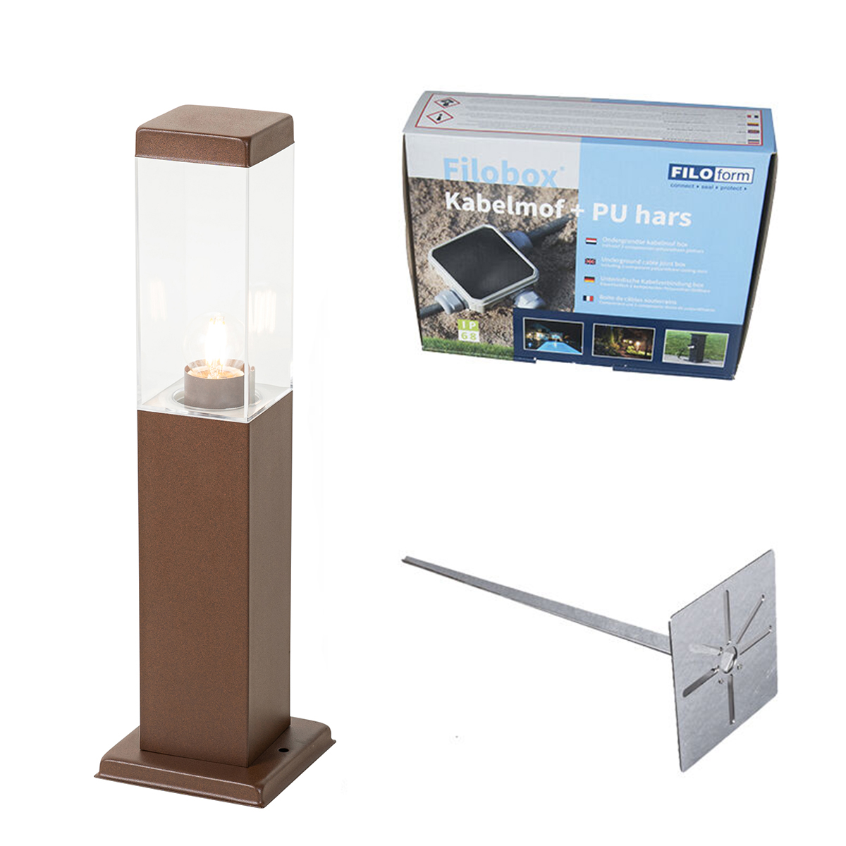 Modern Kültéri Lámpaoszlop Rozsdabarna 45 Cm - Malios – Qazqa