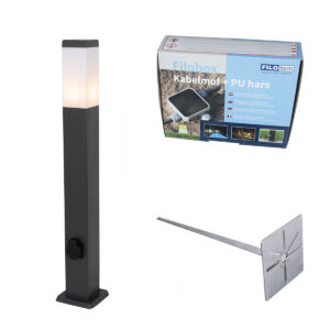 Kültéri Lámpa Sötétszürke 80 Cm Foglalattal Ip44 - Malios – Qazqa