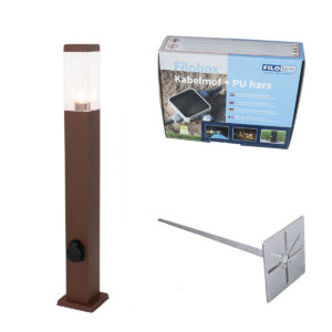 Kültéri lámpa rozsdabarna 80 cm foglalattal IP44 - Malios – QAZQA