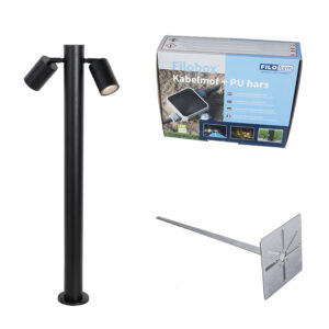 Álló Kültéri Lámpa Fekete 80 Cm Ip44 Állítható 2-Lámpás - Duo – Qazqa