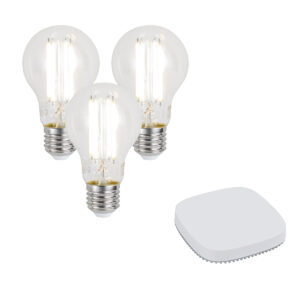 3 Darabos Intelligens E27 Dimmelhető Led Izzókészlet A60 7W 806Lm 2700-6500K Zigbee Smart Hub-Bal – Qazqa