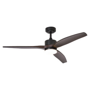 Okos Mennyezeti Ventilátor Fekete Fa Mintával 132 Cm Led-Del