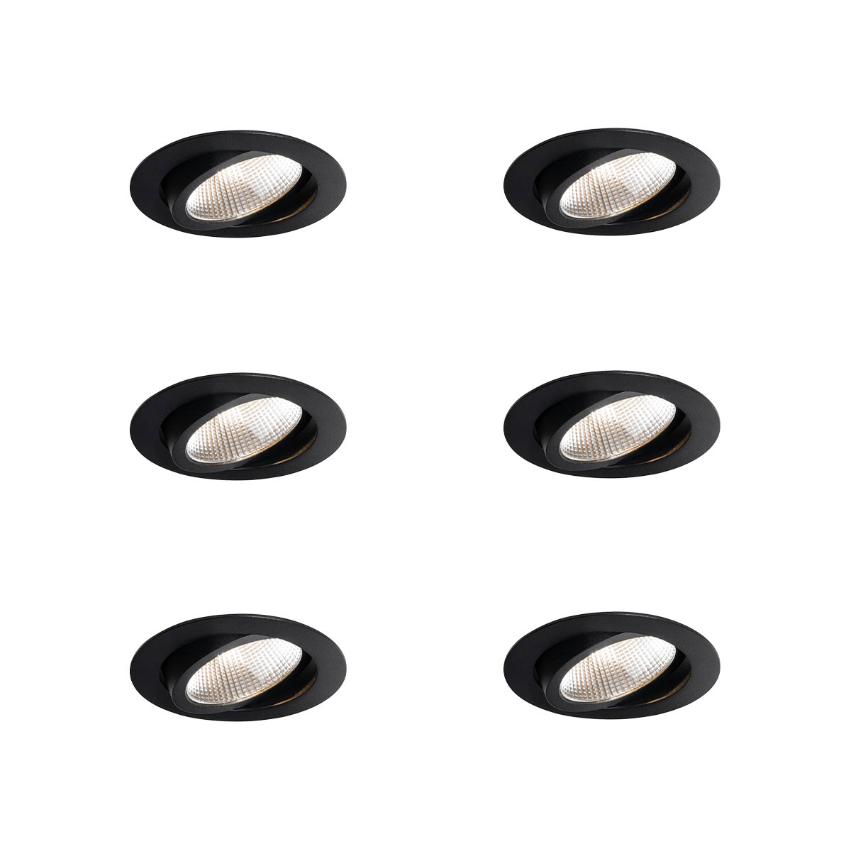 6 Darabos Süllyesztett Spotlámpa Készlet Fekete 9