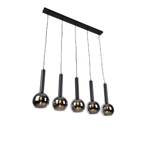 Modern fekete függőlámpa füstüveggel