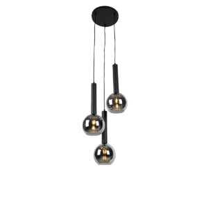 Modern fekete függőlámpa füstüveggel